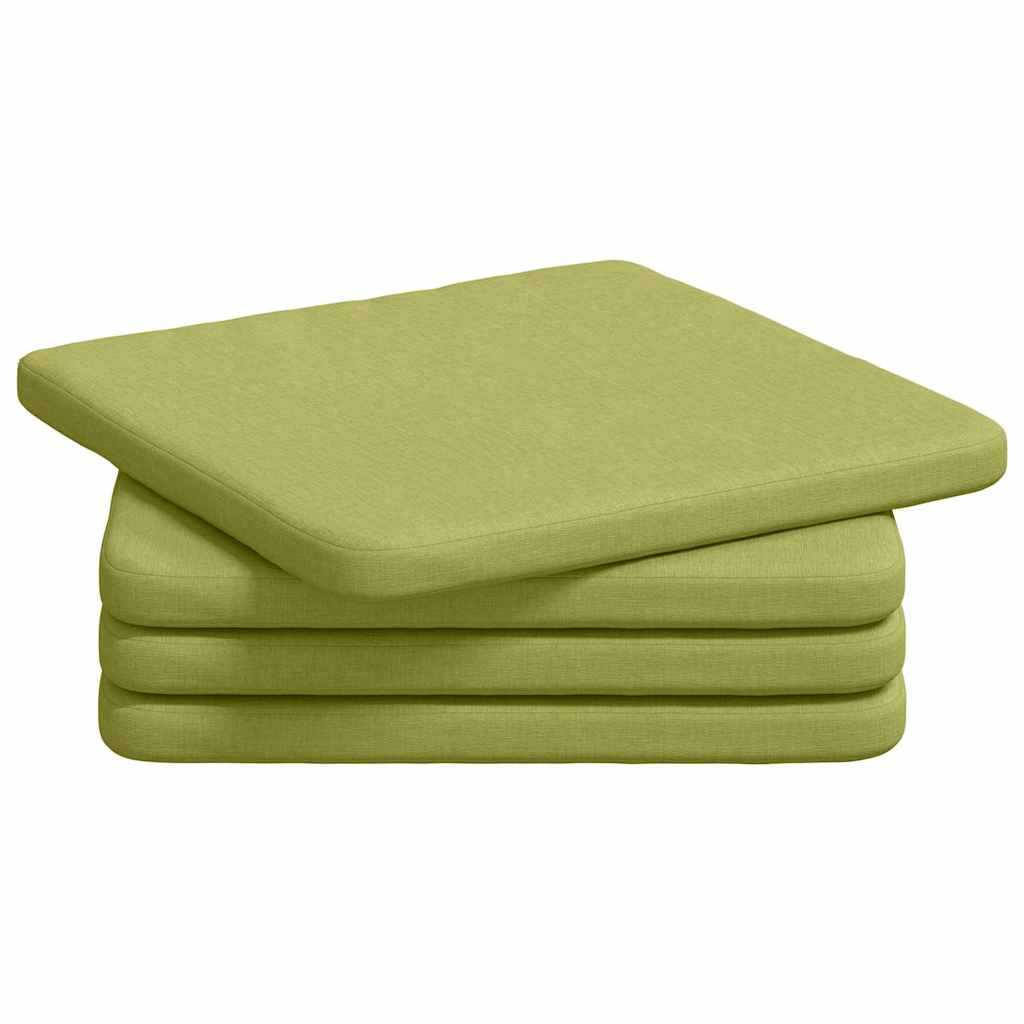 Sædepuder 4 pcs Lys grøn 40 x 40 x 3 cm Stof