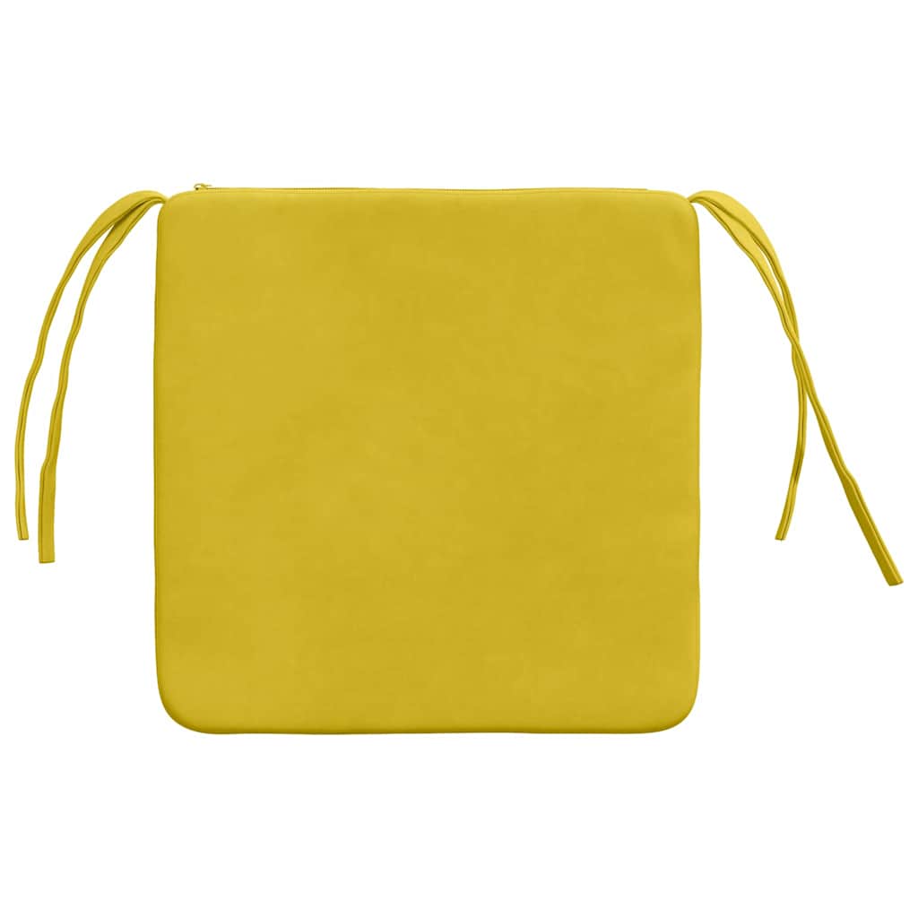 Sædepuder 4 stk. Fløjl Gul 40 x 40 x 3 cm