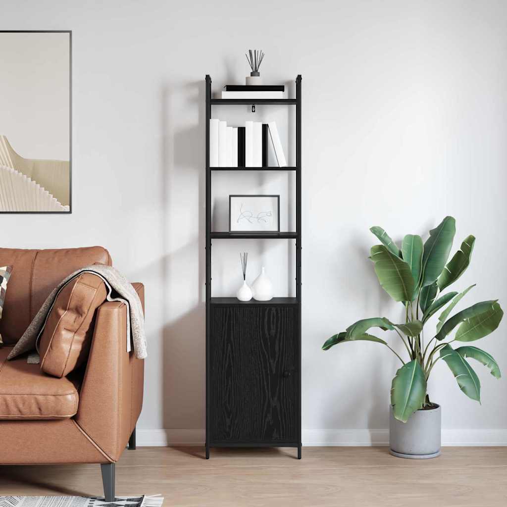 Bogskab 6 niveauer 40 x 24 x 161 cm Konstrueret træ Sort eg