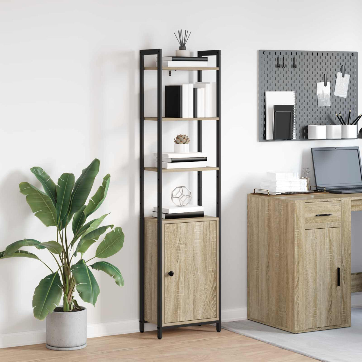 Bogskab 6 niveauer 40 x 24 x 161 cm Konstrueret træ Sonoma eg