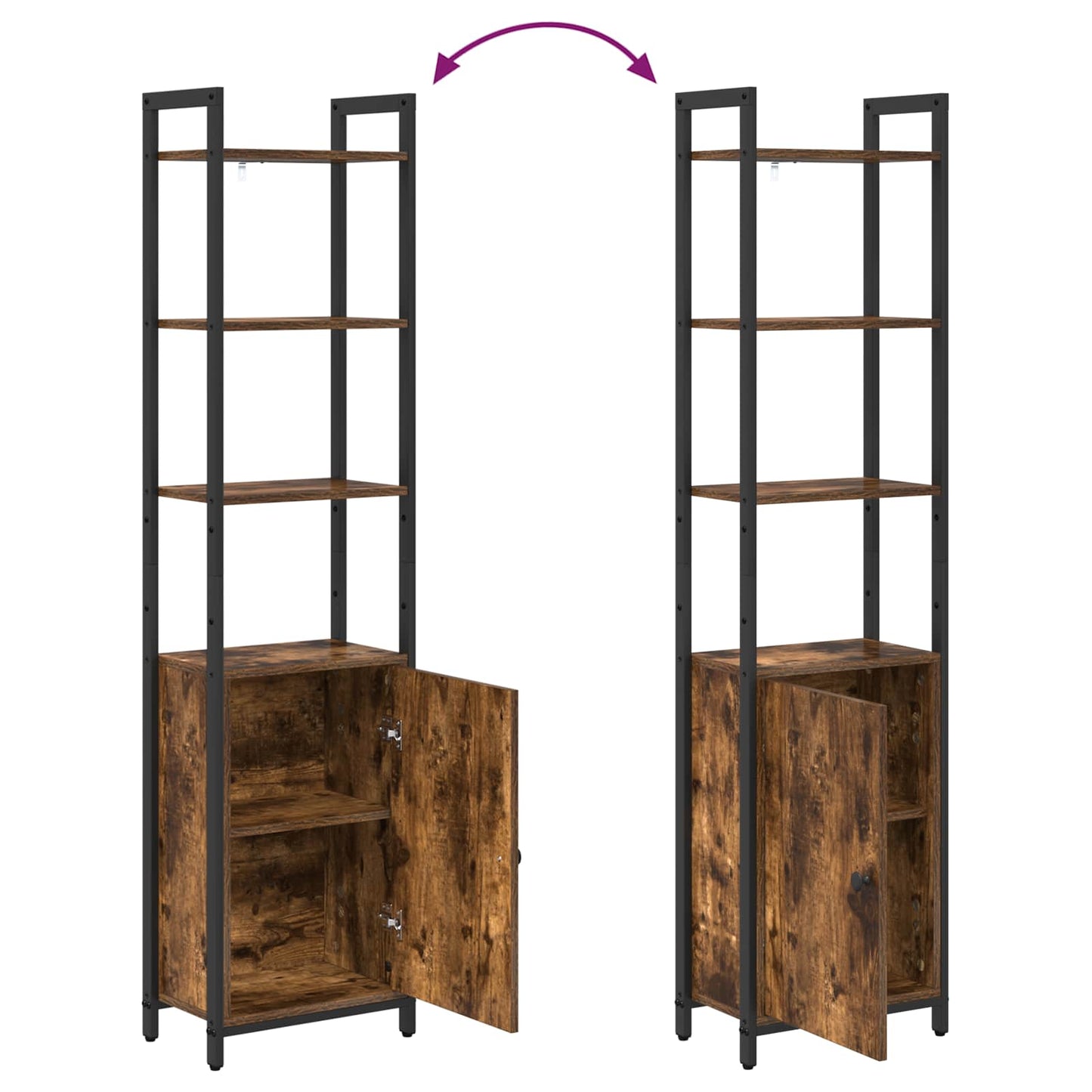 Bogskab 6 niveauer 40 x 24 x 161 cm Konstrueret træ Røget eg