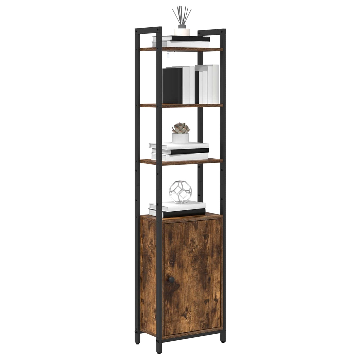 Bogskab 6 niveauer 40 x 24 x 161 cm Konstrueret træ Røget eg