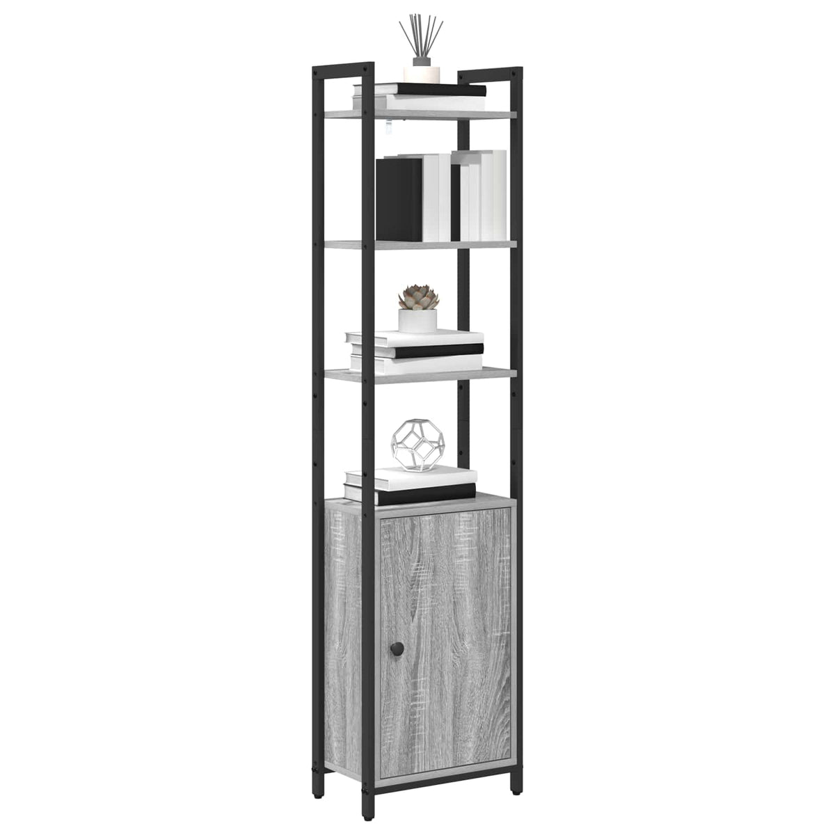 Bogskab 6 niveauer 40 x 24 x 161 cm Konstrueret træ Grå Sonoma