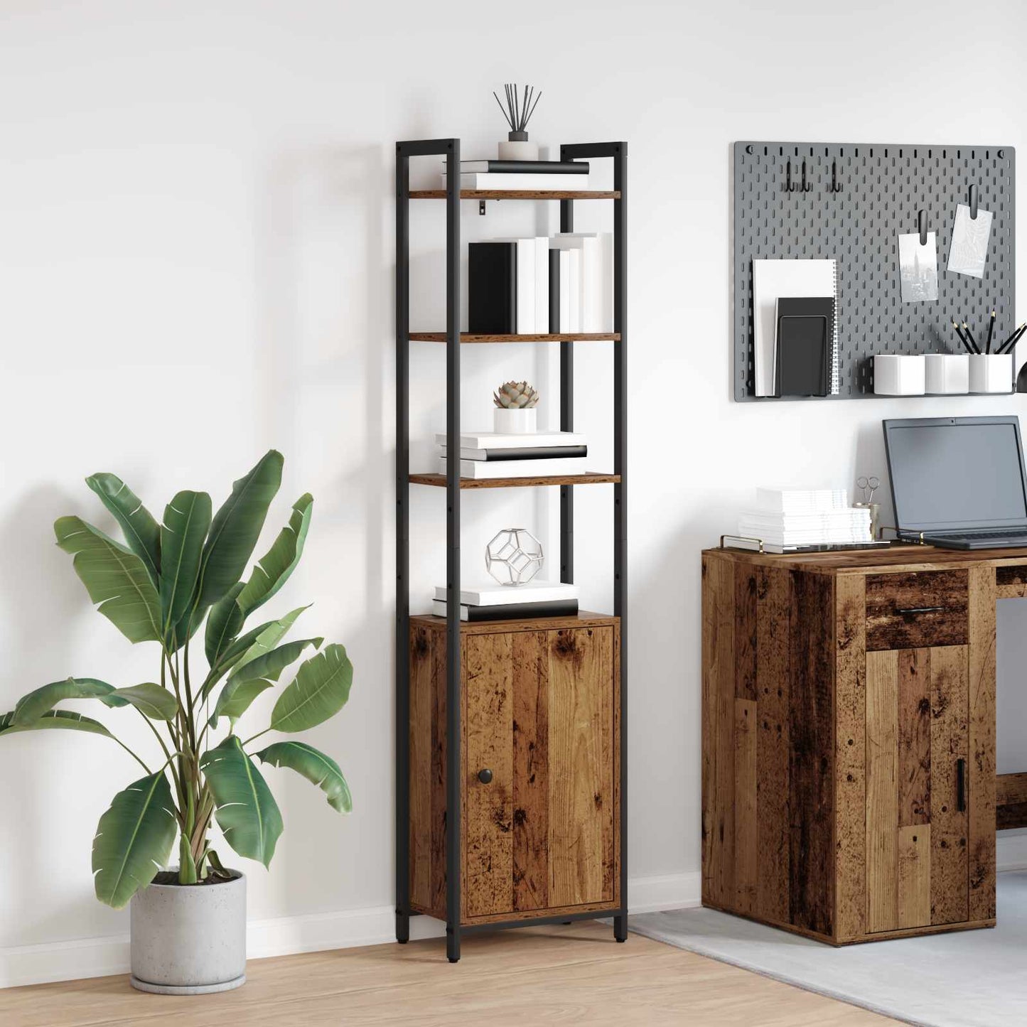 Bogskab 6 niveauer 40 x 24 x 161 cm Konstrueret træ Gammelt træ