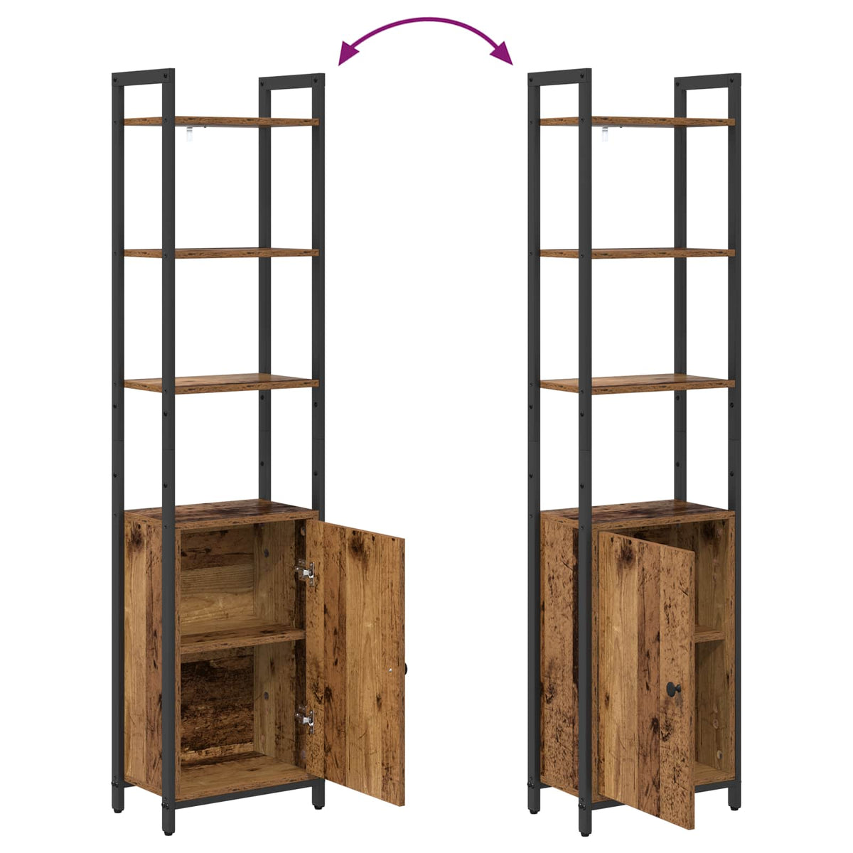 Bogskab 6 niveauer 40 x 24 x 161 cm Konstrueret træ Gammelt træ
