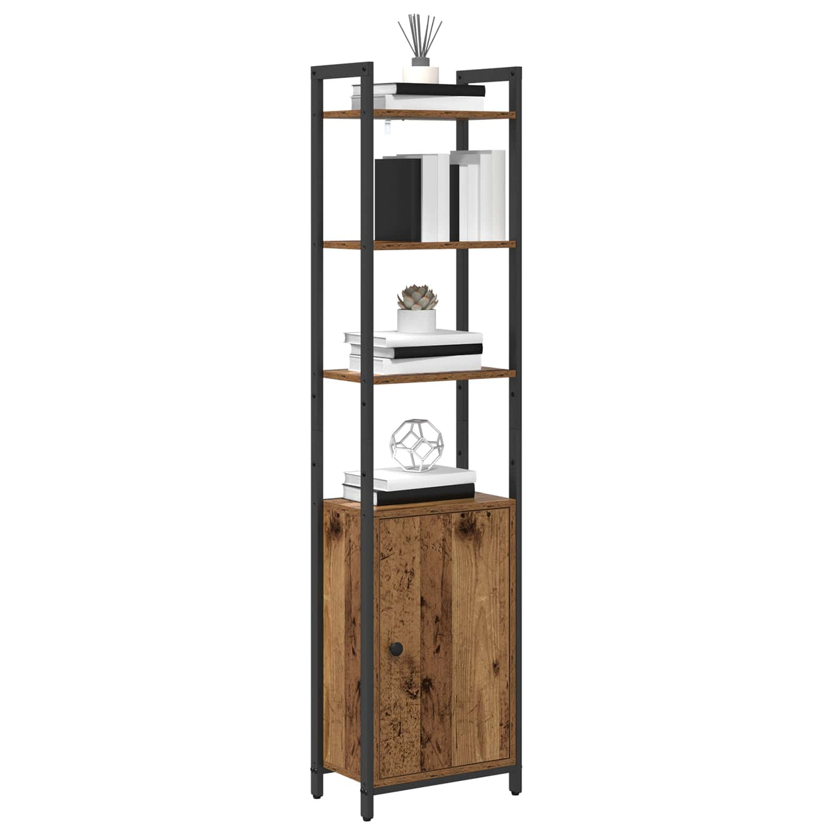 Bogskab 6 niveauer 40 x 24 x 161 cm Konstrueret træ Gammelt træ