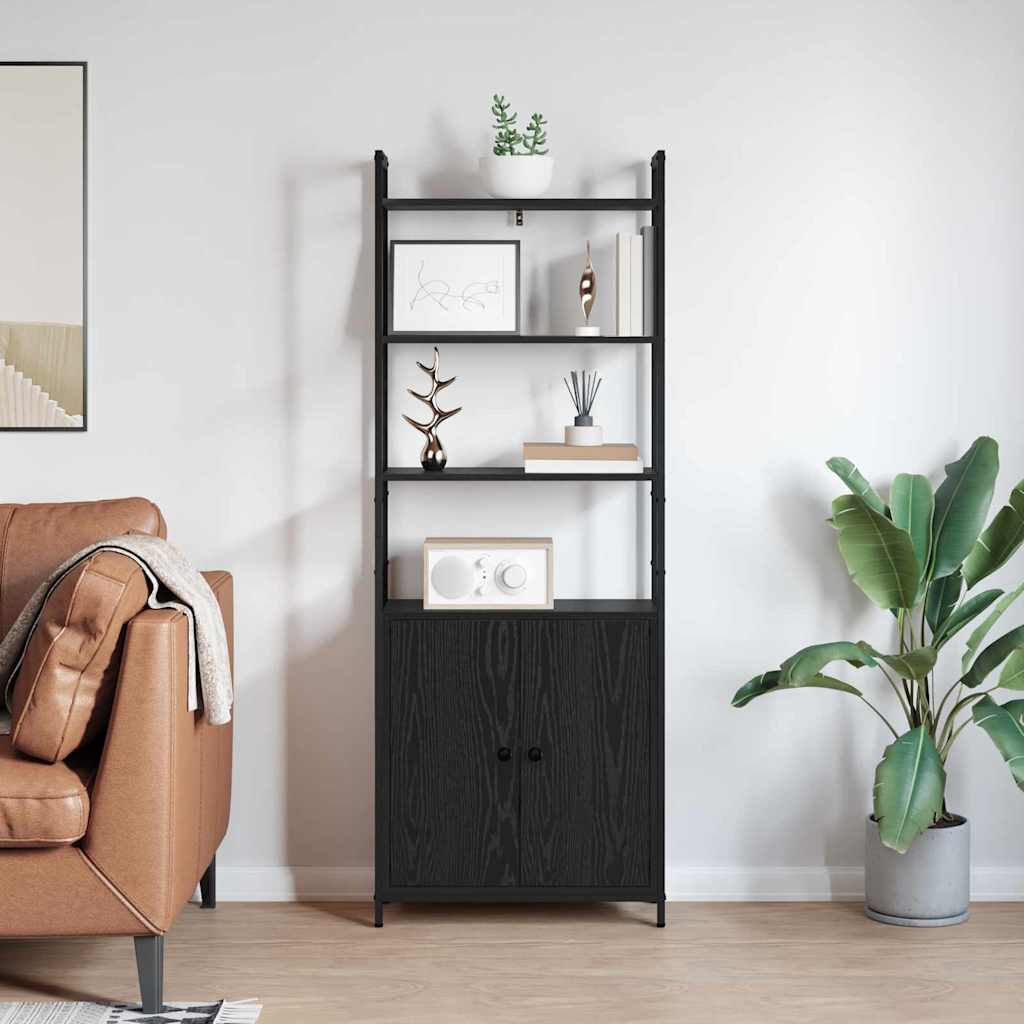Bogskab 6 niveauer 60 x 24 x 161 cm Konstrueret træ Sort eg