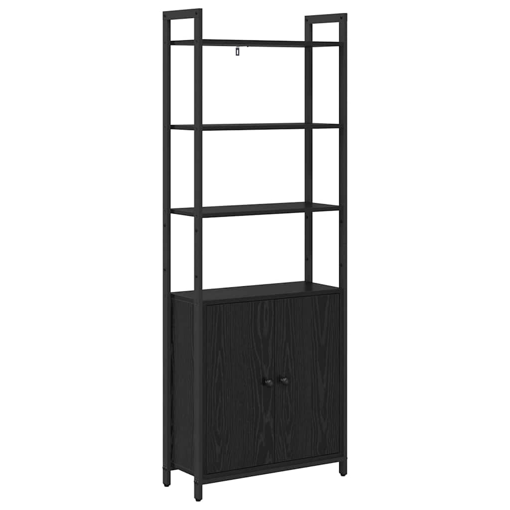 Bogskab 6 niveauer 60 x 24 x 161 cm Konstrueret træ Sort eg