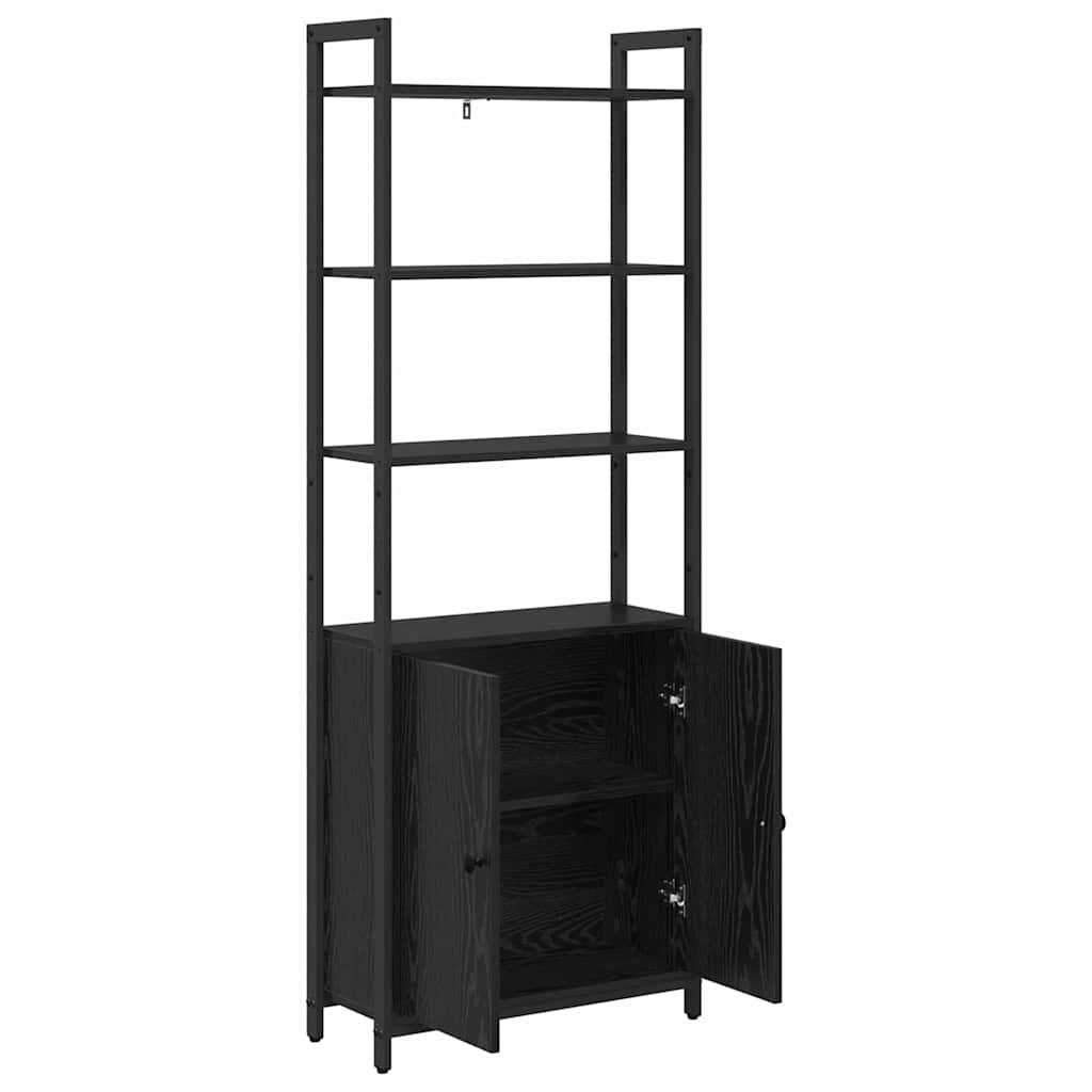 Bogskab 6 niveauer 60 x 24 x 161 cm Konstrueret træ Sort eg