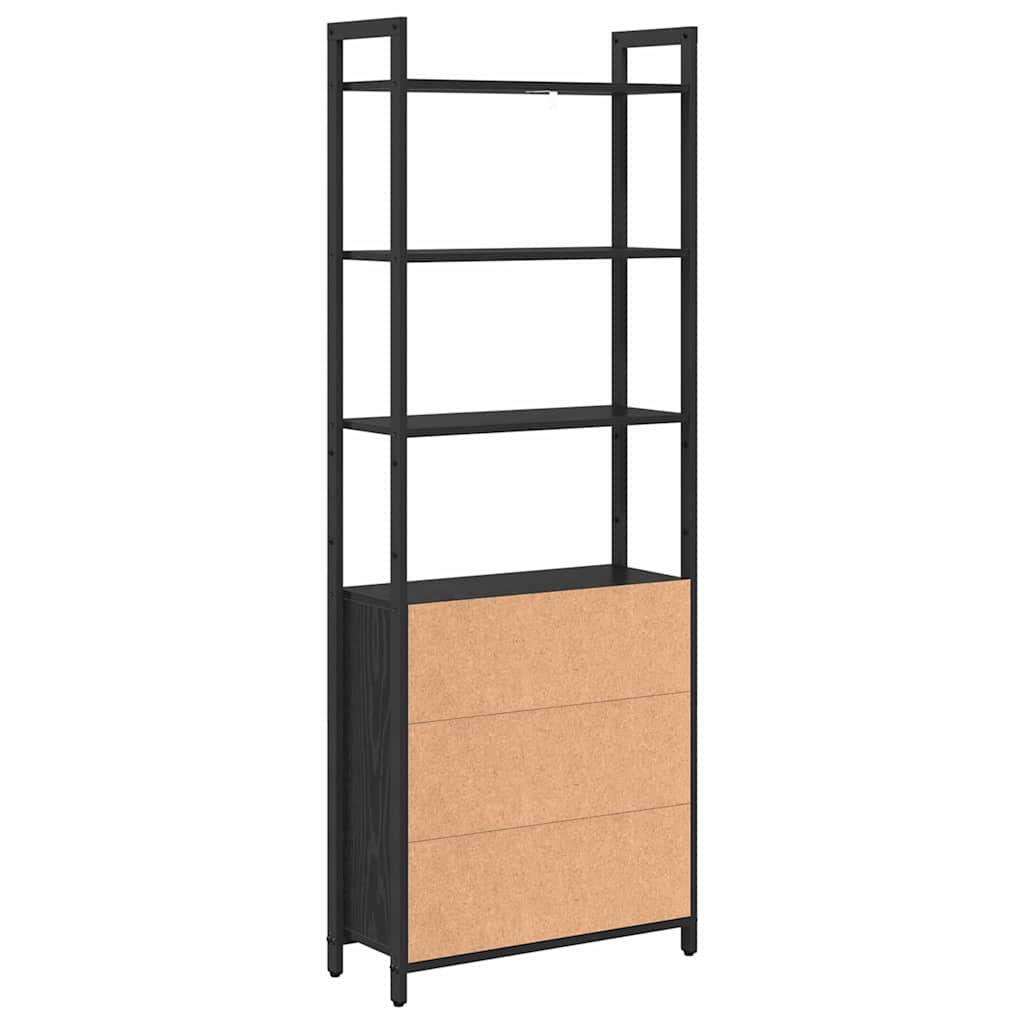 Bogskab 6 niveauer 60 x 24 x 161 cm Konstrueret træ Sort eg