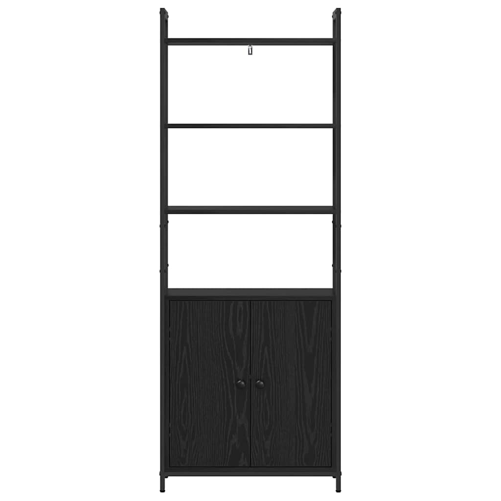 Bogskab 6 niveauer 60 x 24 x 161 cm Konstrueret træ Sort eg