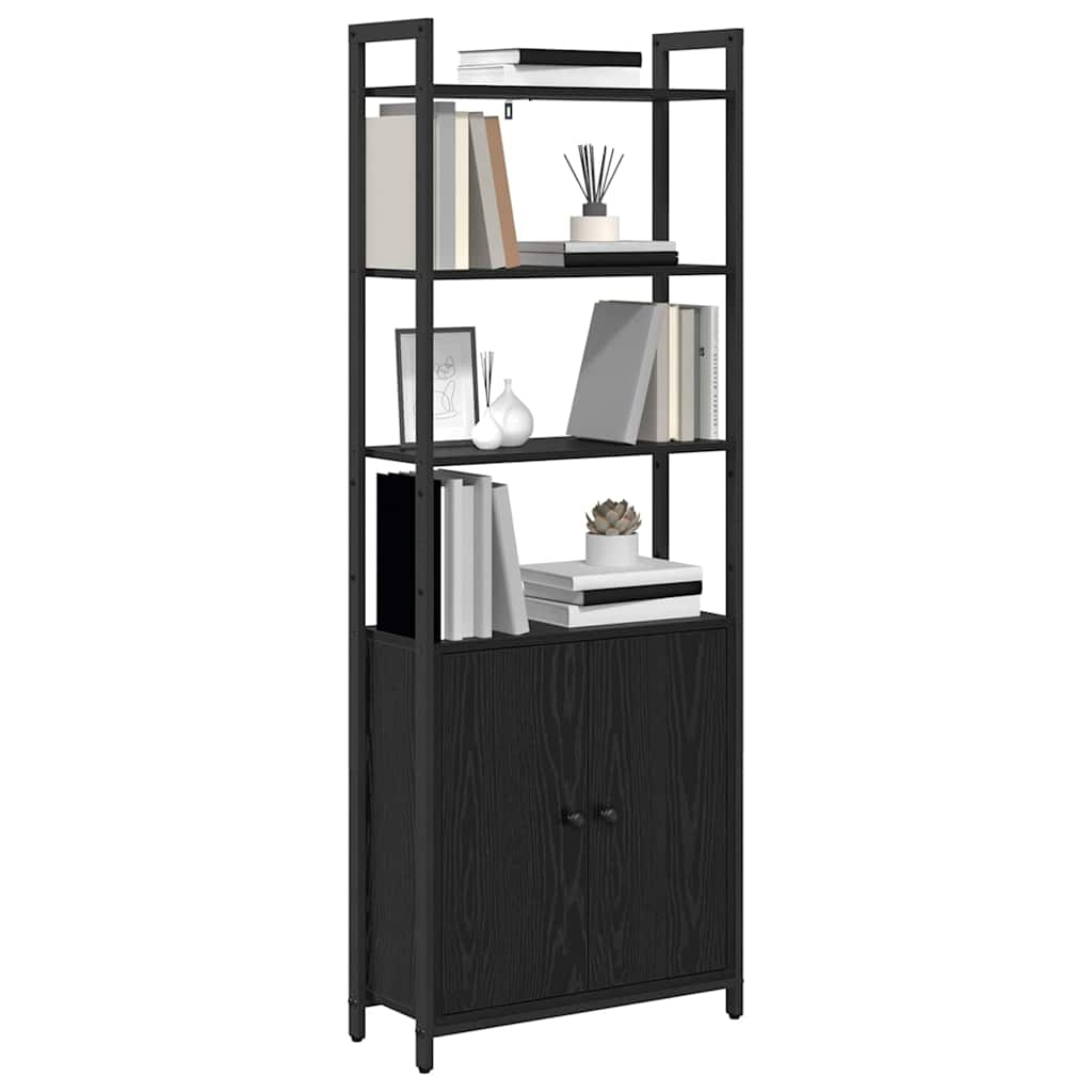 Bogskab 6 niveauer 60 x 24 x 161 cm Konstrueret træ Sort eg