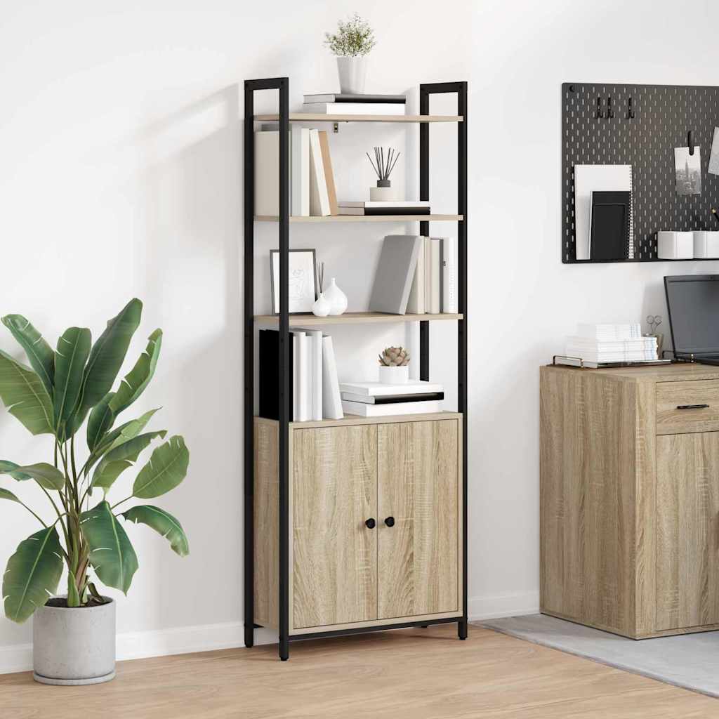 Bogskab 6 niveauer 60 x 24 x 161 cm Konstrueret træ Sonoma eg
