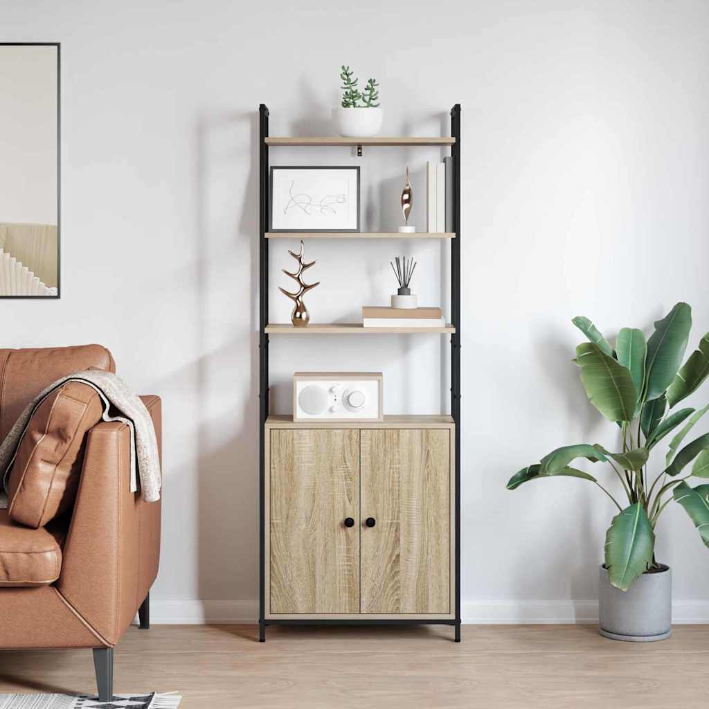 Bogskab 6 niveauer 60 x 24 x 161 cm Konstrueret træ Sonoma eg