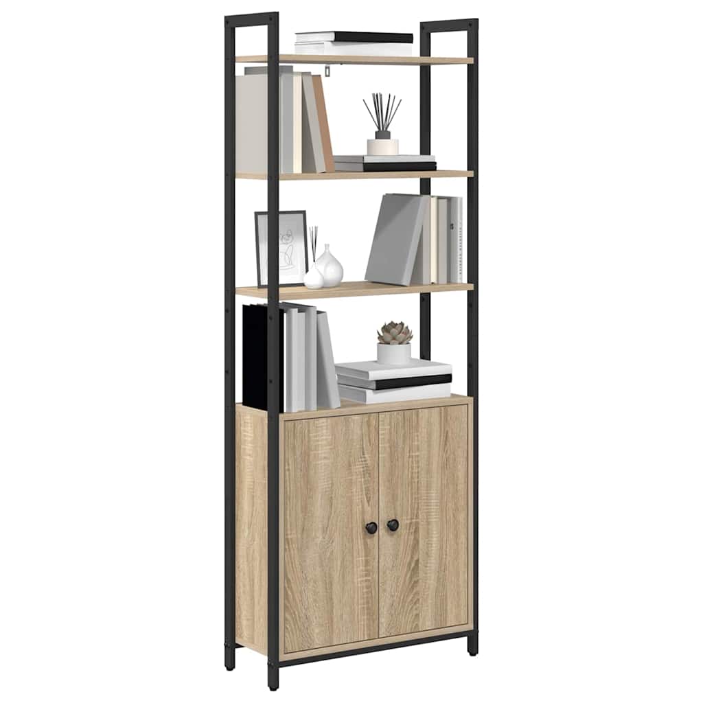 Bogskab 6 niveauer 60 x 24 x 161 cm Konstrueret træ Sonoma eg