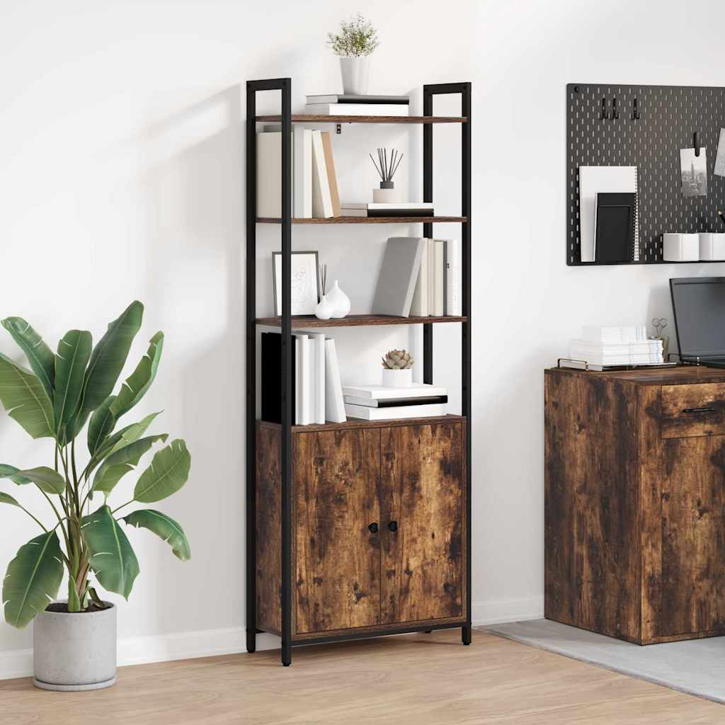 Bogskab 6 niveauer 60 x 24 x 161 cm Konstrueret træ Røget eg