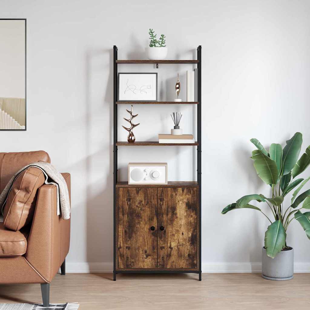 Bogskab 6 niveauer 60 x 24 x 161 cm Konstrueret træ Røget eg