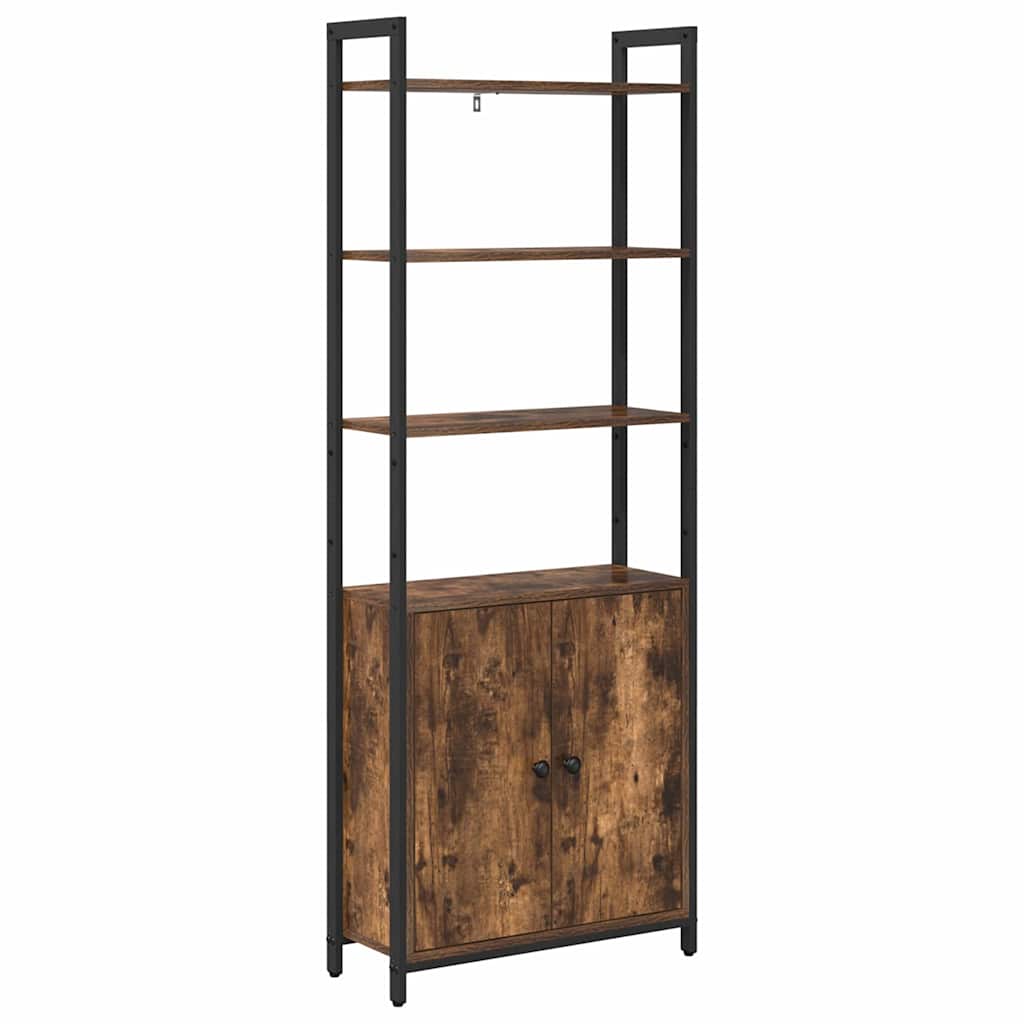 Bogskab 6 niveauer 60 x 24 x 161 cm Konstrueret træ Røget eg