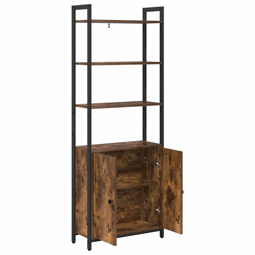 Bogskab 6 niveauer 60 x 24 x 161 cm Konstrueret træ Røget eg