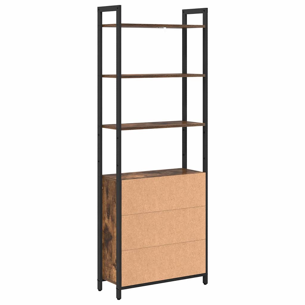 Bogskab 6 niveauer 60 x 24 x 161 cm Konstrueret træ Røget eg