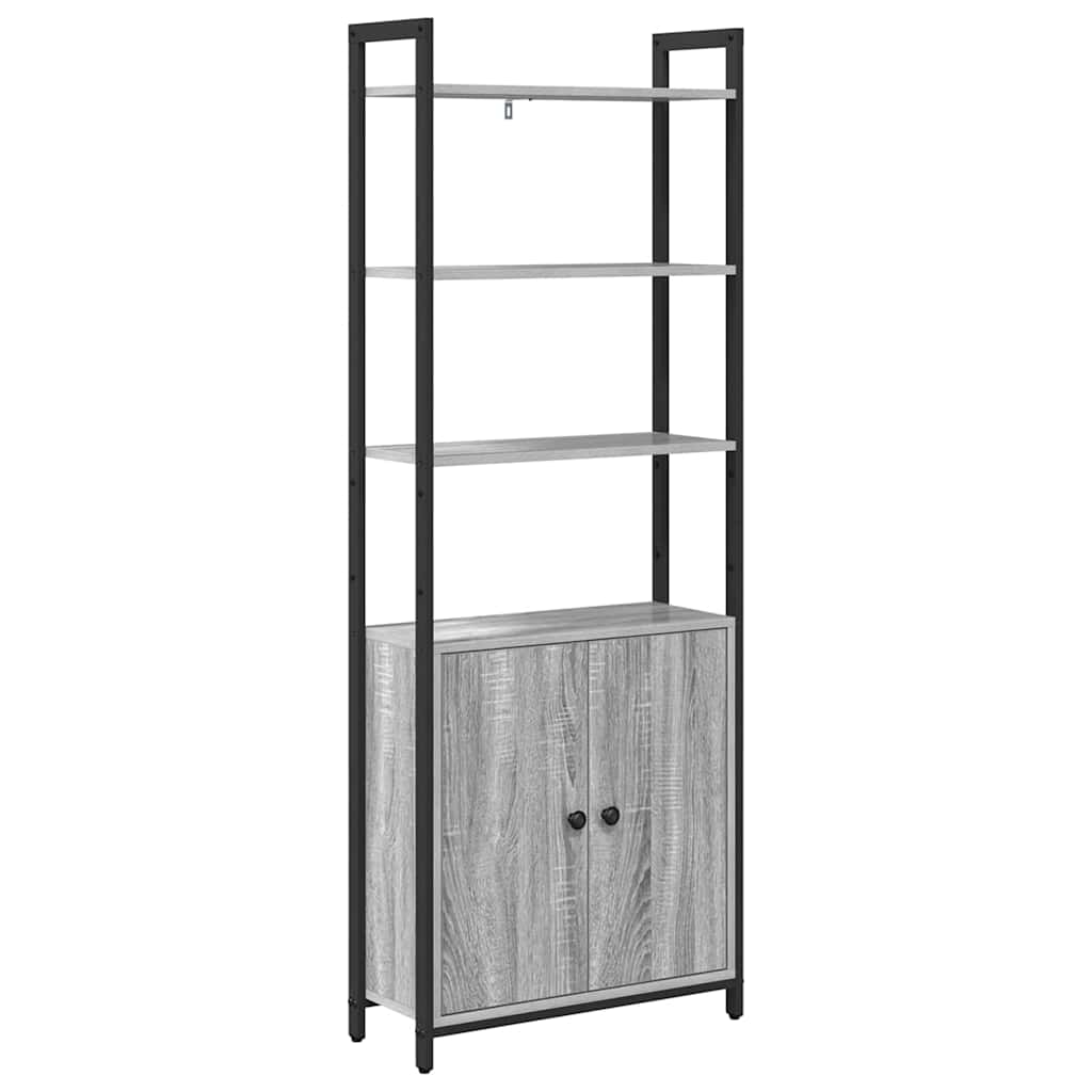 Bogskab 6 niveauer 60 x 24 x 161 cm Konstrueret træ Grå Sonoma