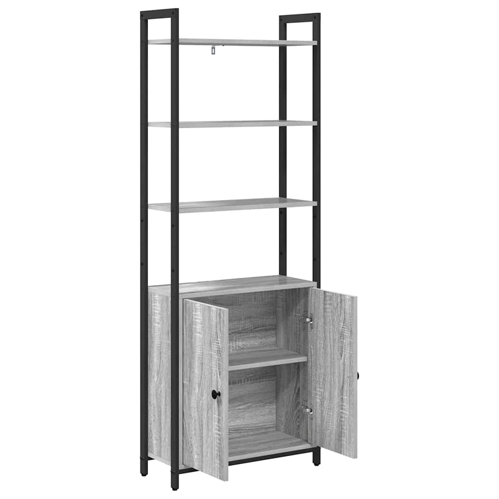 Bogskab 6 niveauer 60 x 24 x 161 cm Konstrueret træ Grå Sonoma