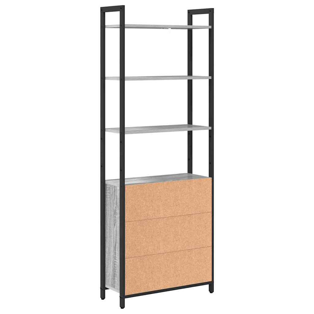 Bogskab 6 niveauer 60 x 24 x 161 cm Konstrueret træ Grå Sonoma