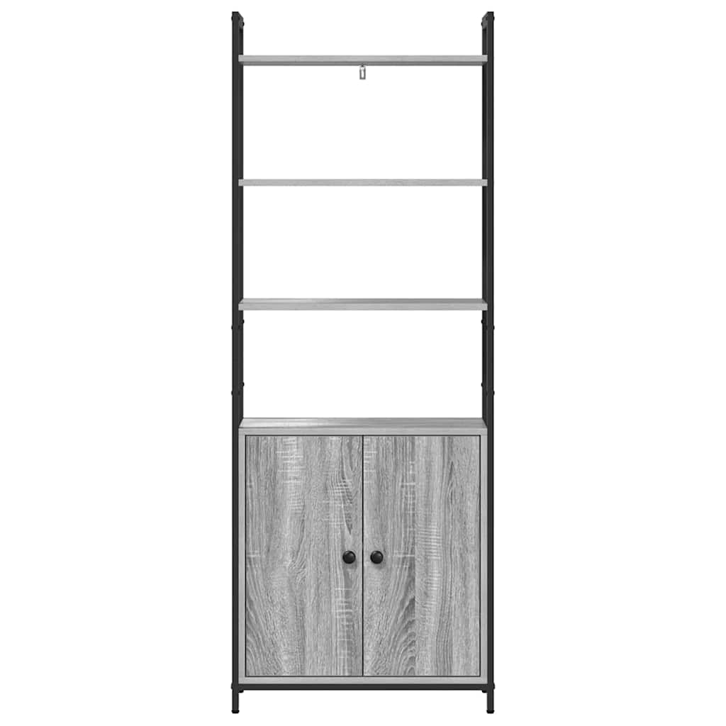 Bogskab 6 niveauer 60 x 24 x 161 cm Konstrueret træ Grå Sonoma