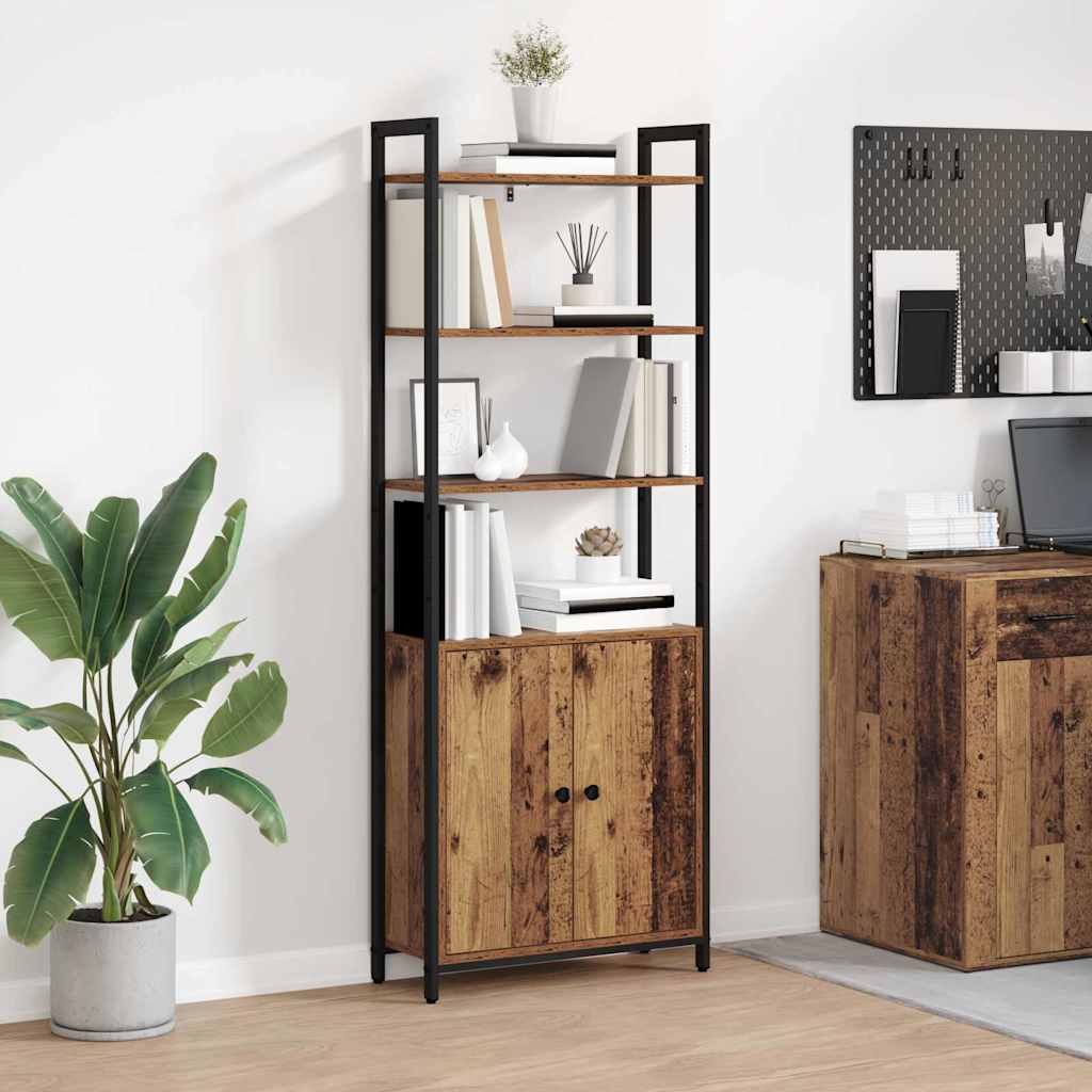 Bogskab 6 niveauer 60 x 24 x 161 cm Konstrueret træ Gammelt træ