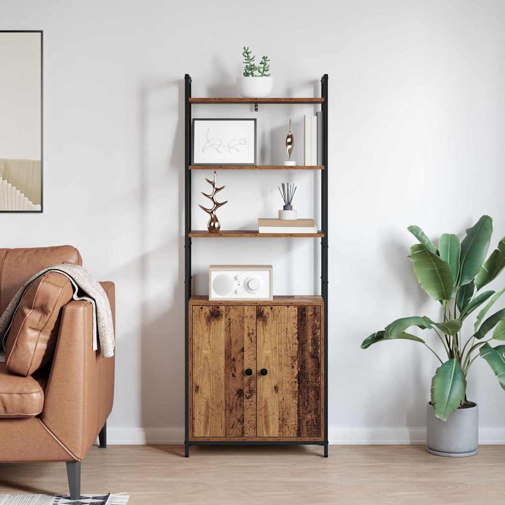 Bogskab 6 niveauer 60 x 24 x 161 cm Konstrueret træ Gammelt træ