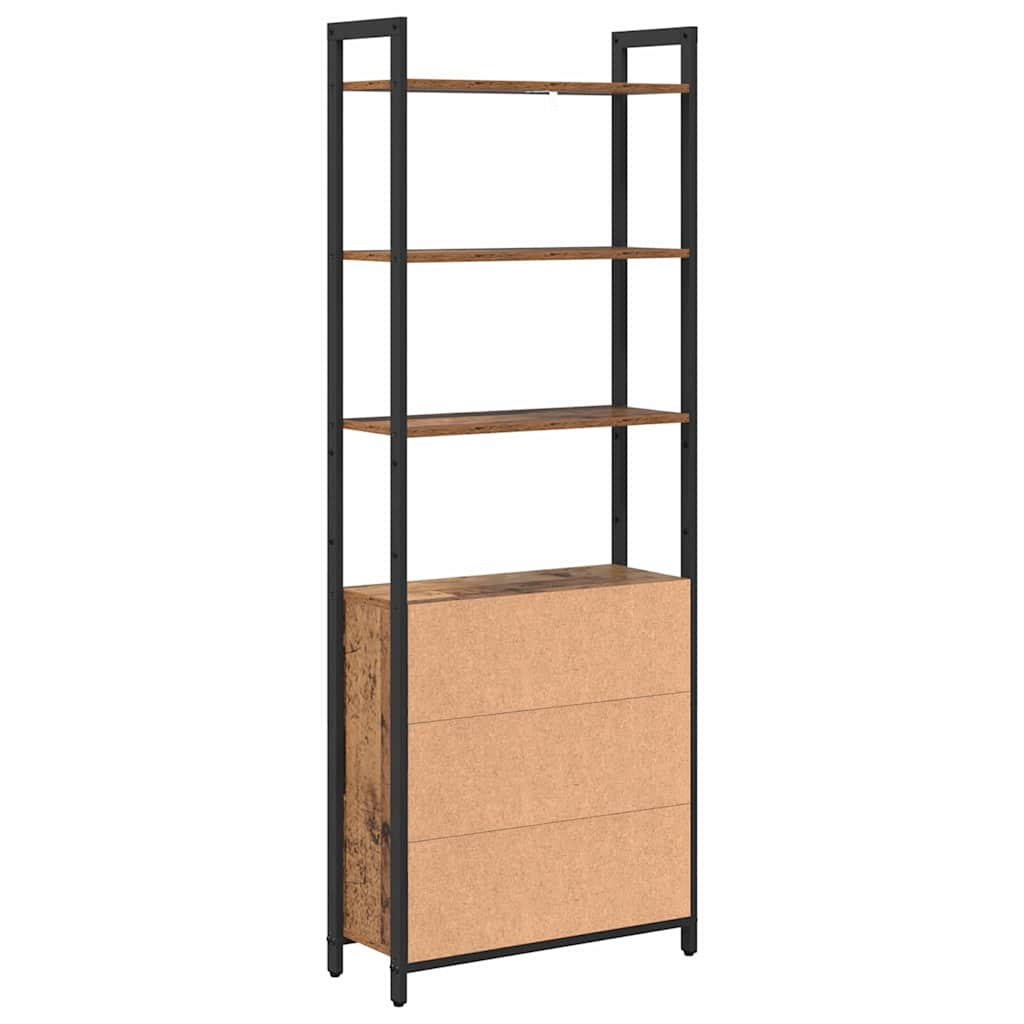 Bogskab 6 niveauer 60 x 24 x 161 cm Konstrueret træ Gammelt træ