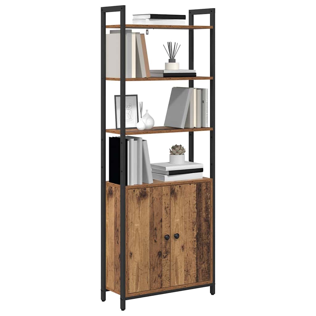 Bogskab 6 niveauer 60 x 24 x 161 cm Konstrueret træ Gammelt træ
