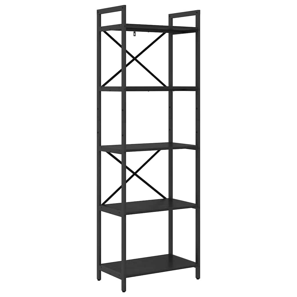 Bogreol 5 niveauer 56 x 34 x 171 cm Konstrueret træ Sort eg