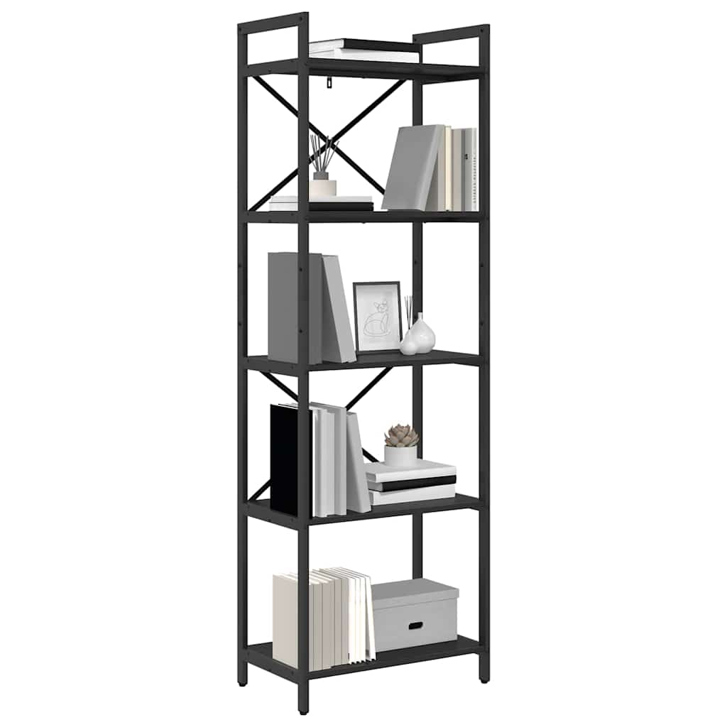 Bogreol 5 niveauer 56 x 34 x 171 cm Konstrueret træ Sort eg