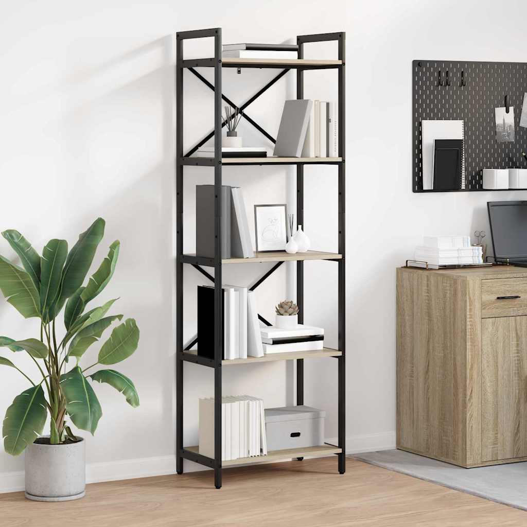 Bogreol 5 niveauer 56 x 34 x 171 cm Konstrueret træ Sonoma eg