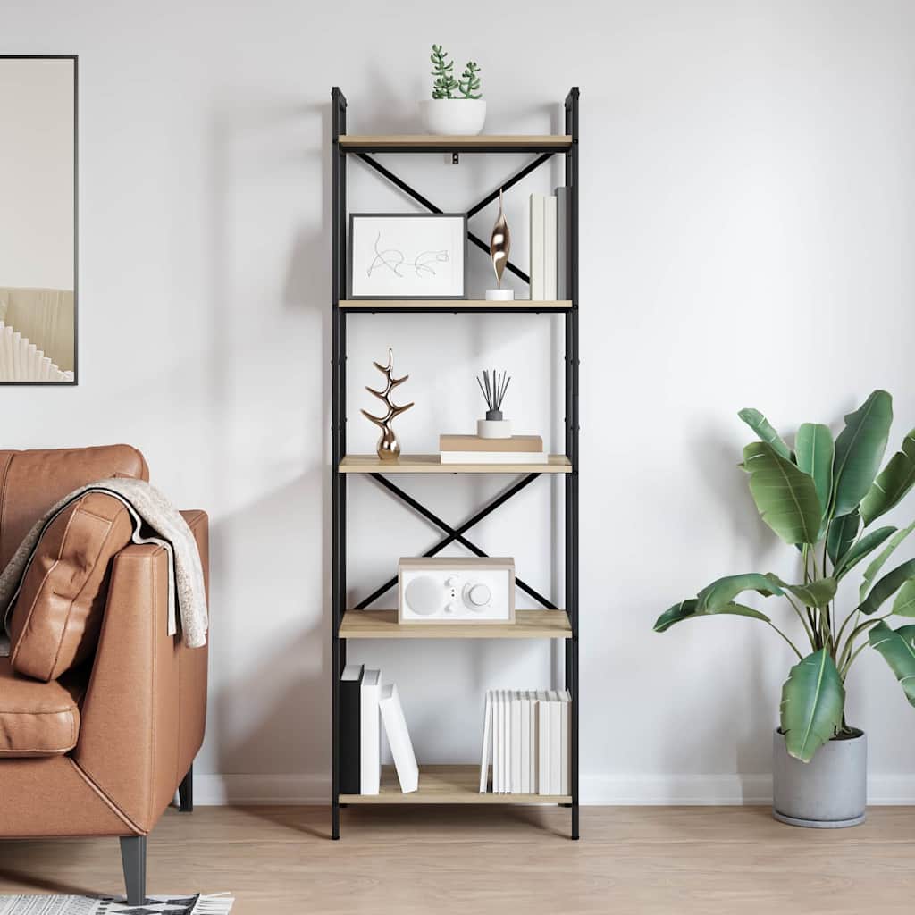 Bogreol 5 niveauer 56 x 34 x 171 cm Konstrueret træ Sonoma eg