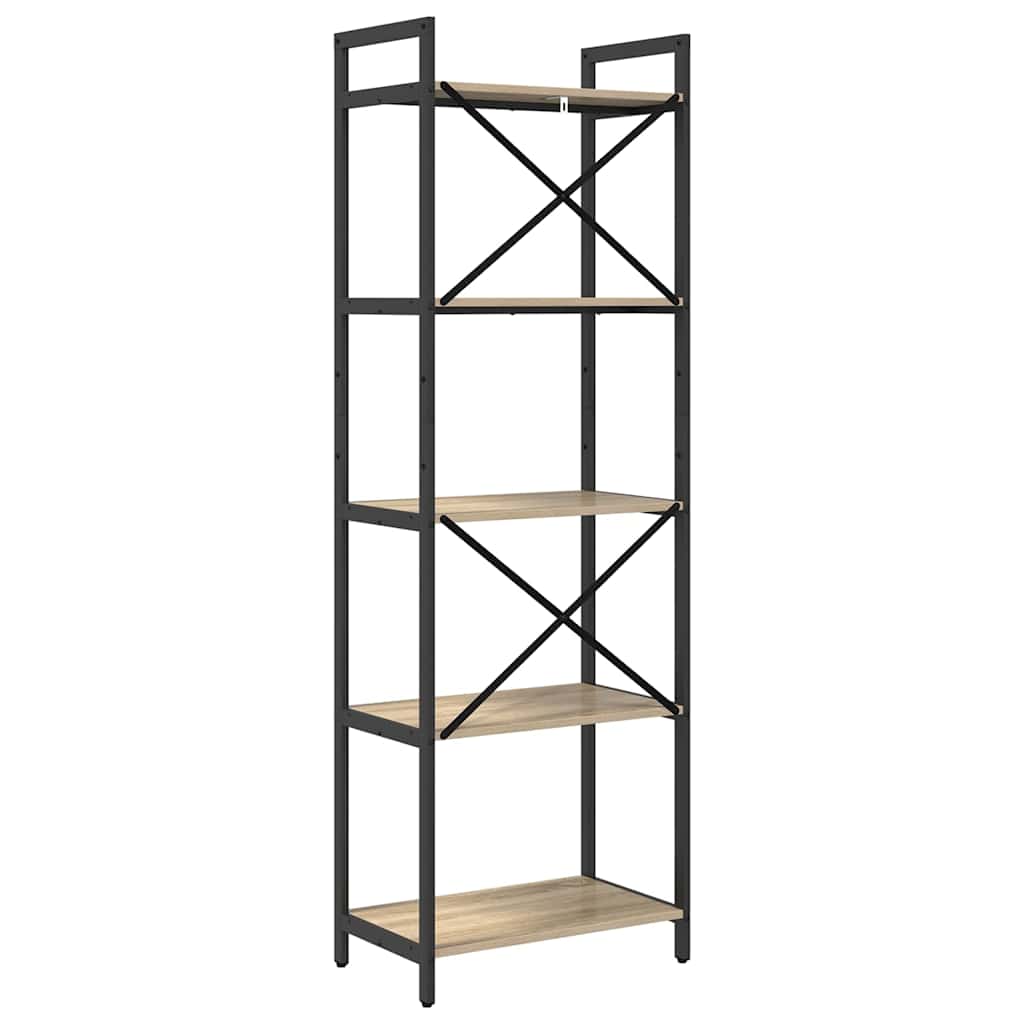 Bogreol 5 niveauer 56 x 34 x 171 cm Konstrueret træ Sonoma eg