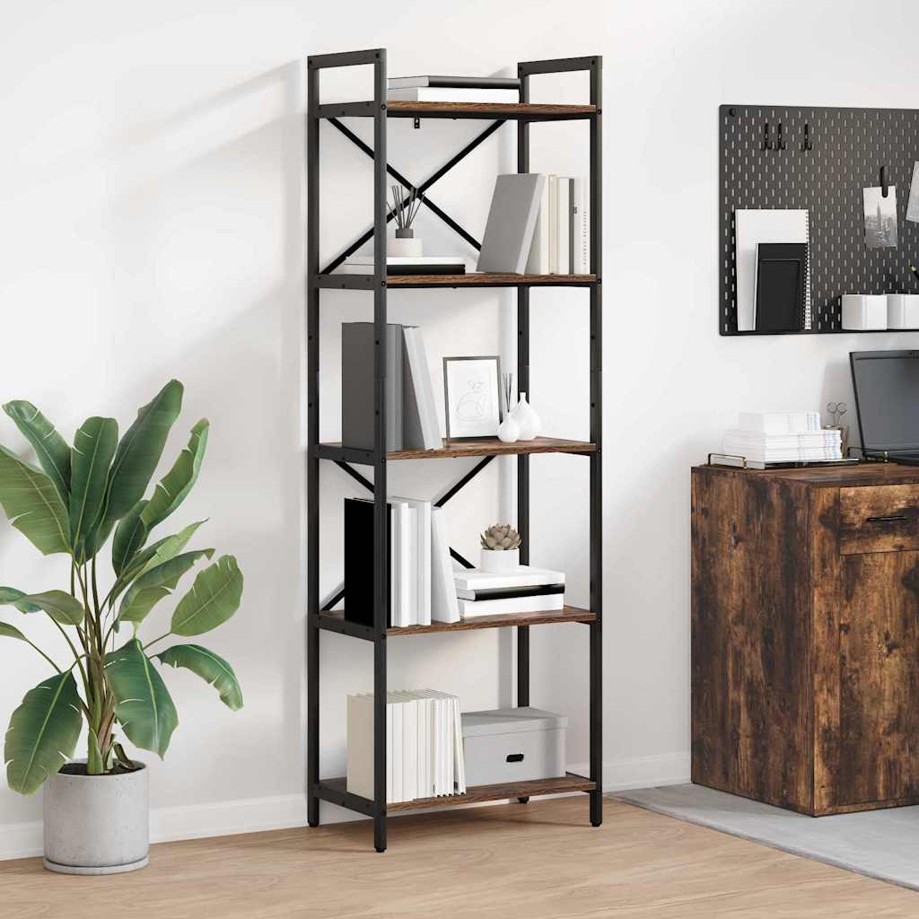 Bogreol 5 niveauer 56 x 34 x 171 cm Konstrueret træ Røget eg