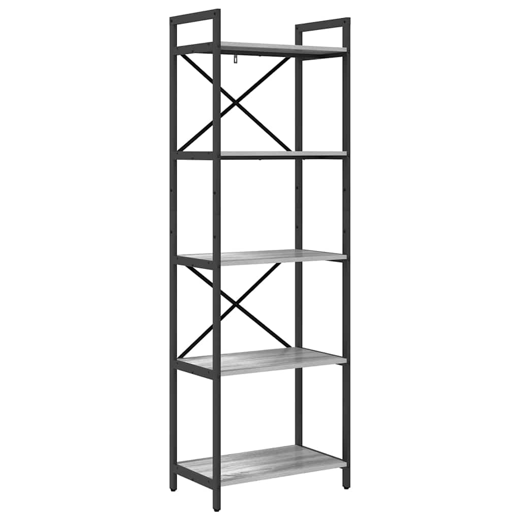Bogreol 5 niveauer 56 x 34 x 171 cm Konstrueret træ Grå Sonoma