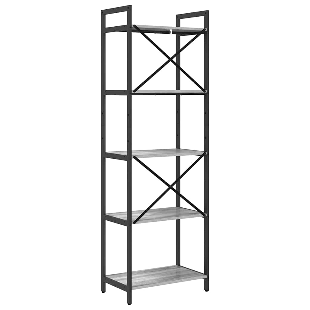 Bogreol 5 niveauer 56 x 34 x 171 cm Konstrueret træ Grå Sonoma