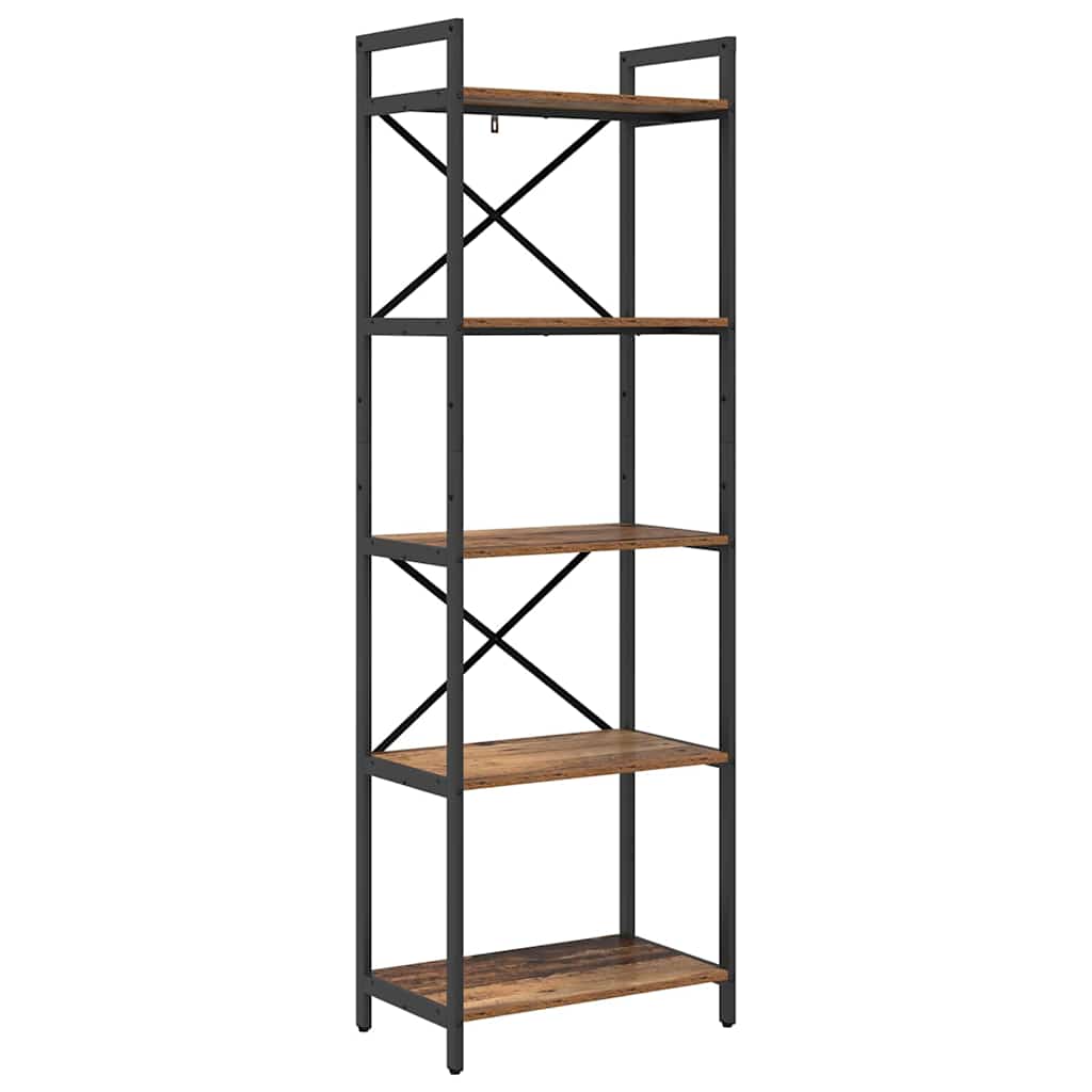 Bogreol 5 niveauer 56 x 34 x 171 cm Konstrueret træ Gammelt træ
