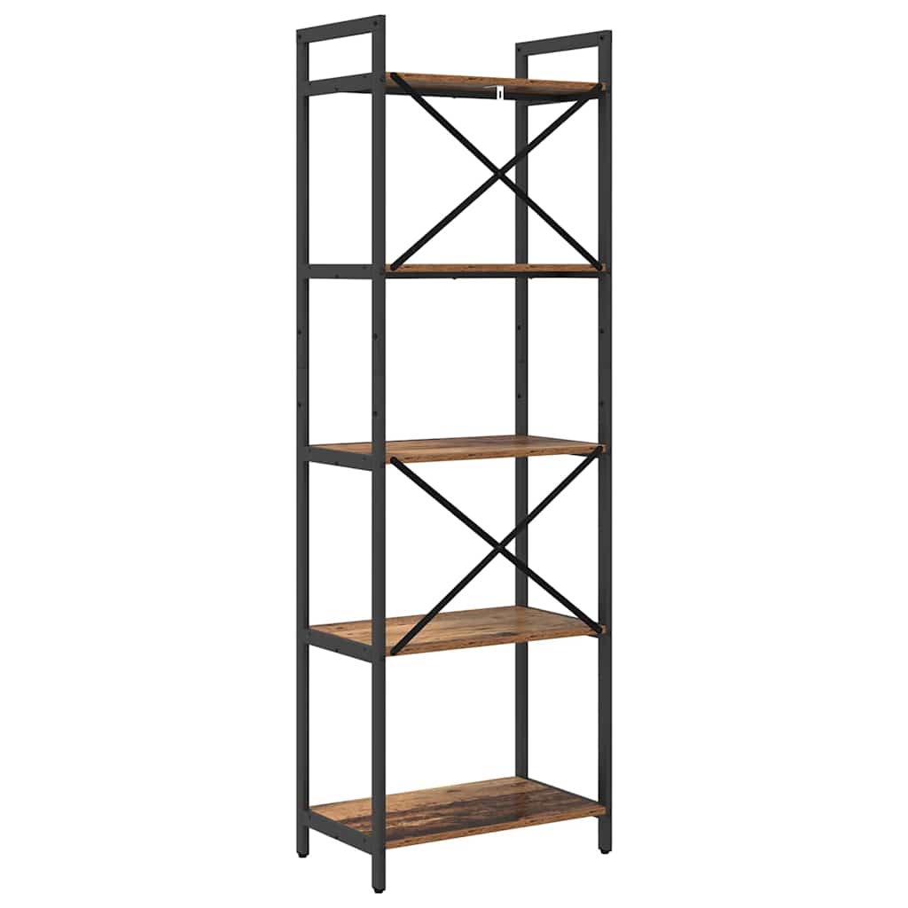 Bogreol 5 niveauer 56 x 34 x 171 cm Konstrueret træ Gammelt træ