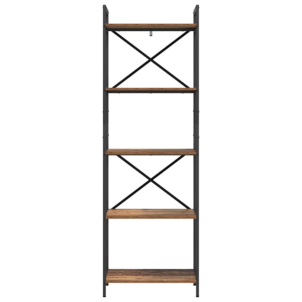 Bogreol 5 niveauer 56 x 34 x 171 cm Konstrueret træ Gammelt træ