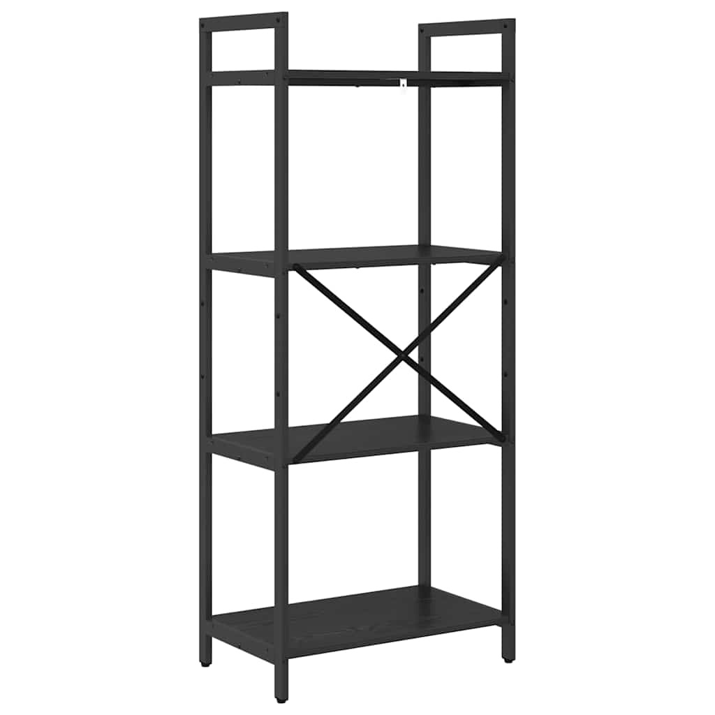 Bogreol 4 niveauer 56 x 34 x 133,5 cm Konstrueret træ Sort eg
