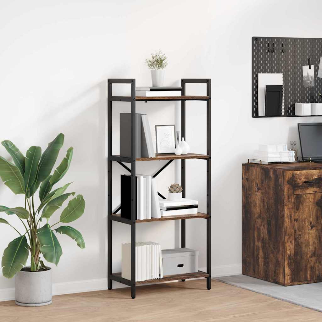 Bogreol 4 niveauer 56 x 34 x 133,5 cm Konstrueret træ Røget eg