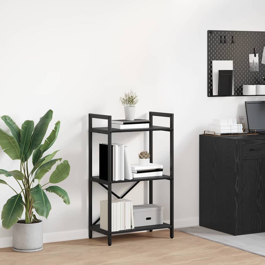 Bogreol 3 niveauer 56 x 34 x 96 cm Konstrueret træ Sort eg