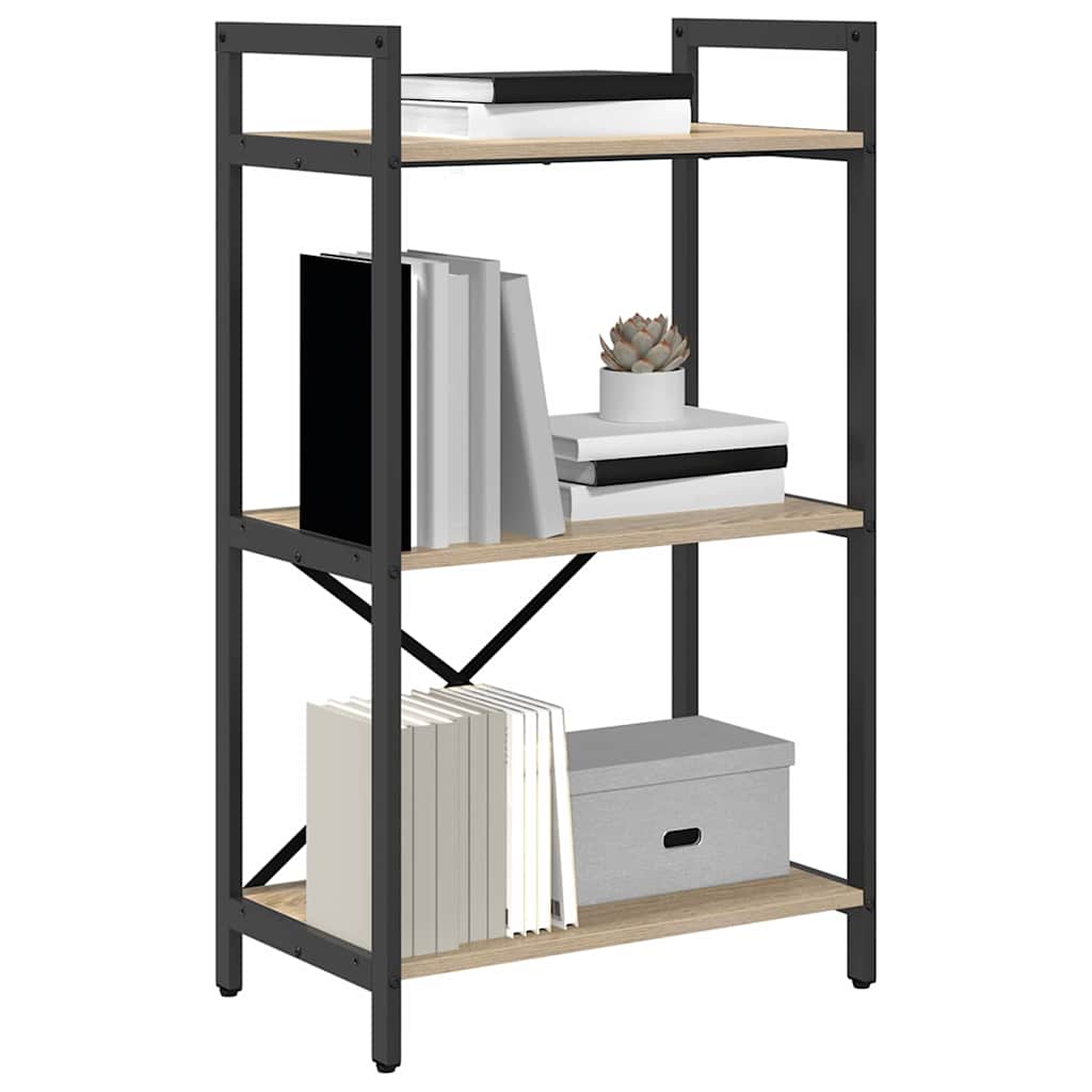Bogreol 3 niveauer 56 x 34 x 96 cm Konstrueret træ Sonoma eg