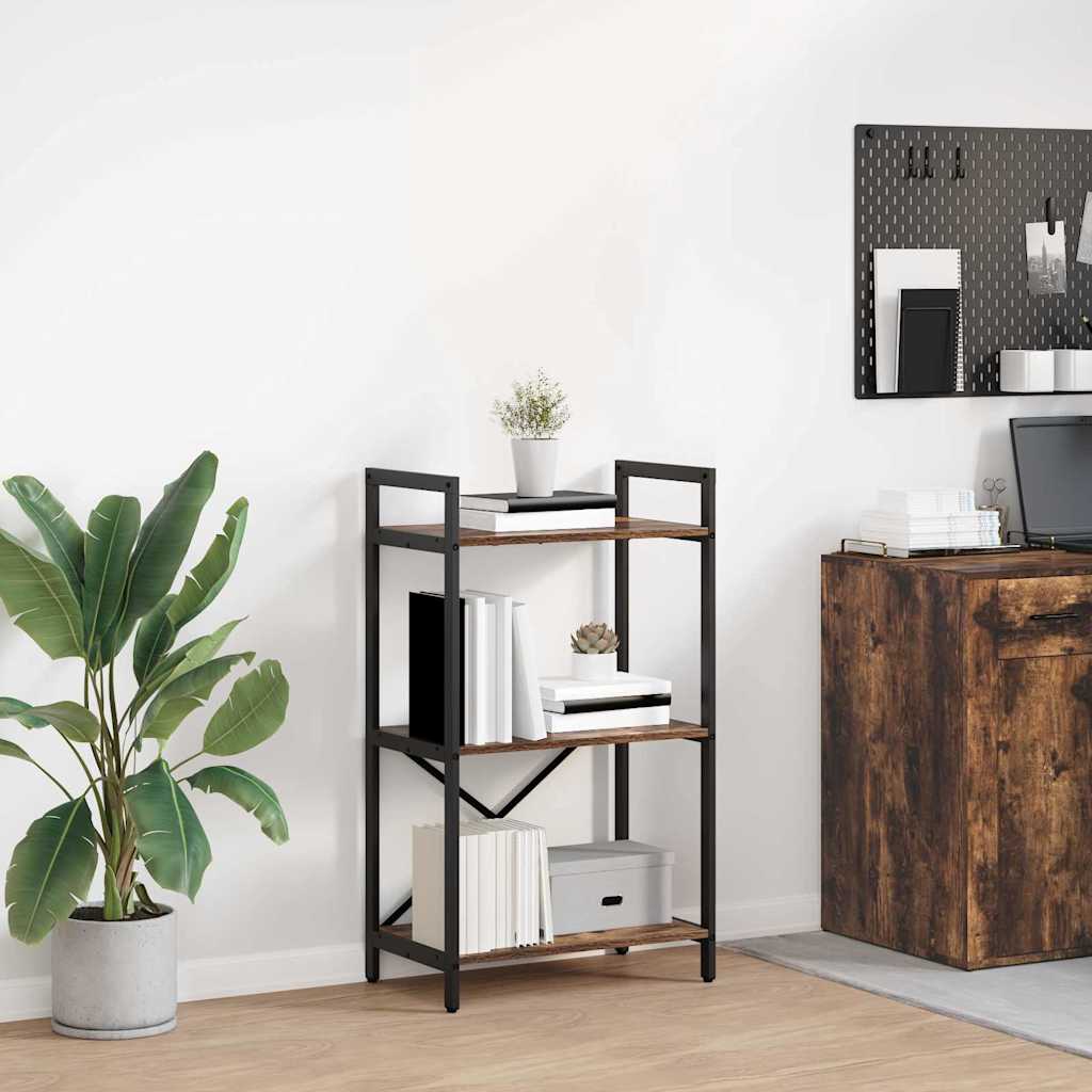 Bogreol 3 niveauer 56 x 34 x 96 cm Konstrueret træ Røget eg