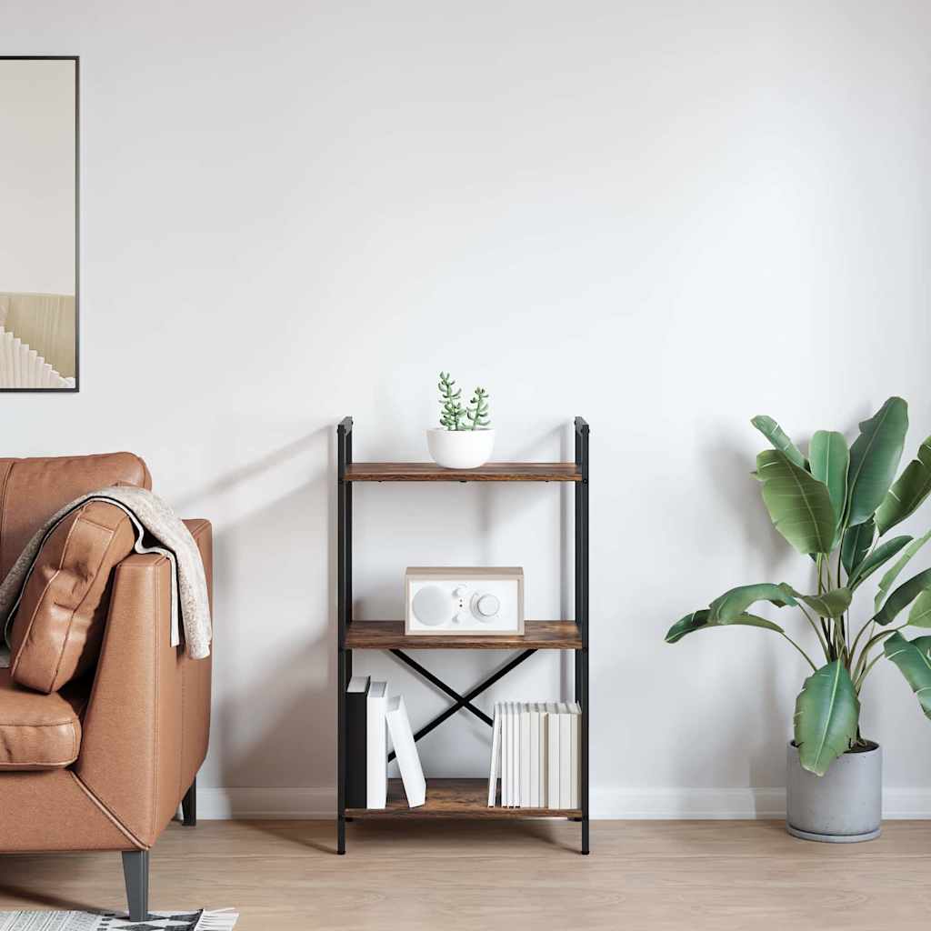 Bogreol 3 niveauer 56 x 34 x 96 cm Konstrueret træ Røget eg
