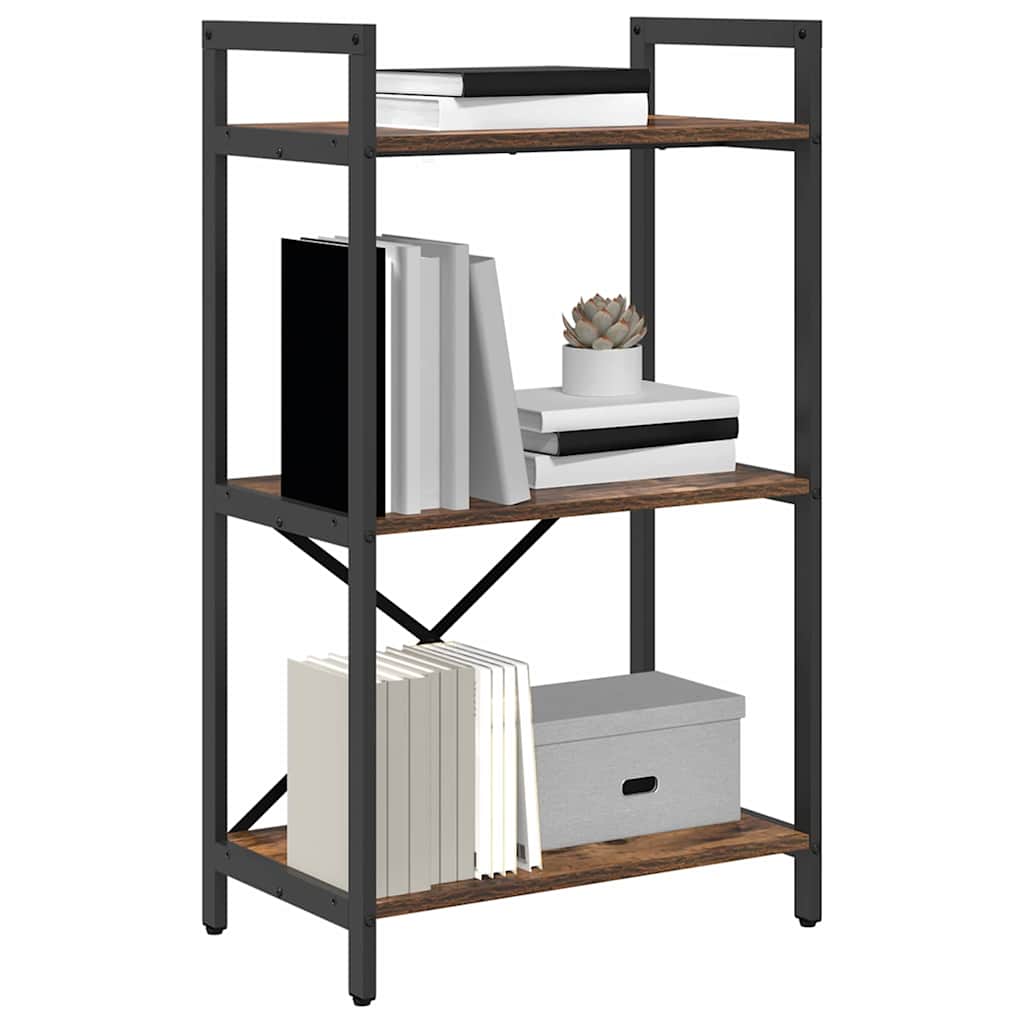Bogreol 3 niveauer 56 x 34 x 96 cm Konstrueret træ Røget eg